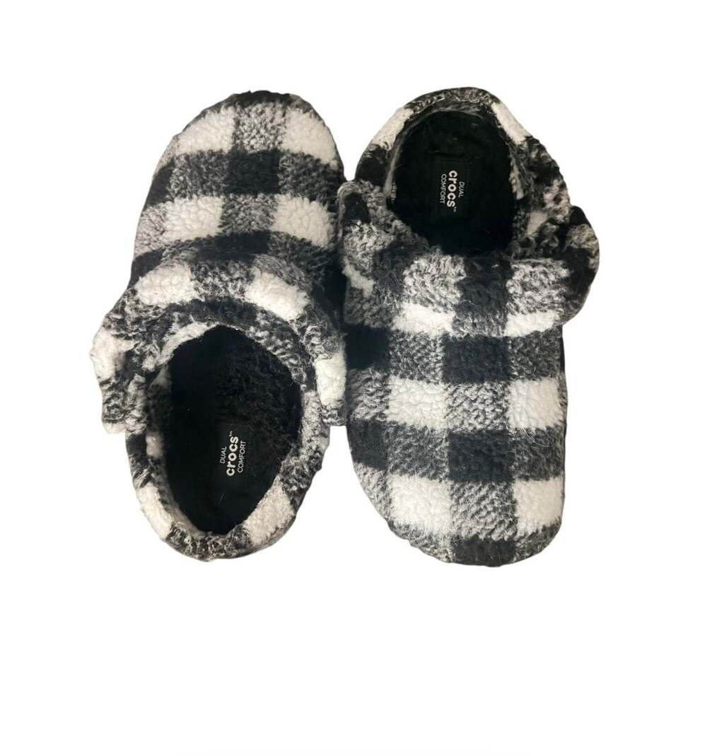 Crocs Classic Buffalo Check Cozzzy Slipper Black White - Picture 3 of 8